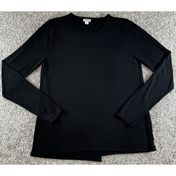 J.CREW Sweaters - J. Crew Long Sleeve Crewneck Shirt Womens Medium Black Back Slit Split Asymetric